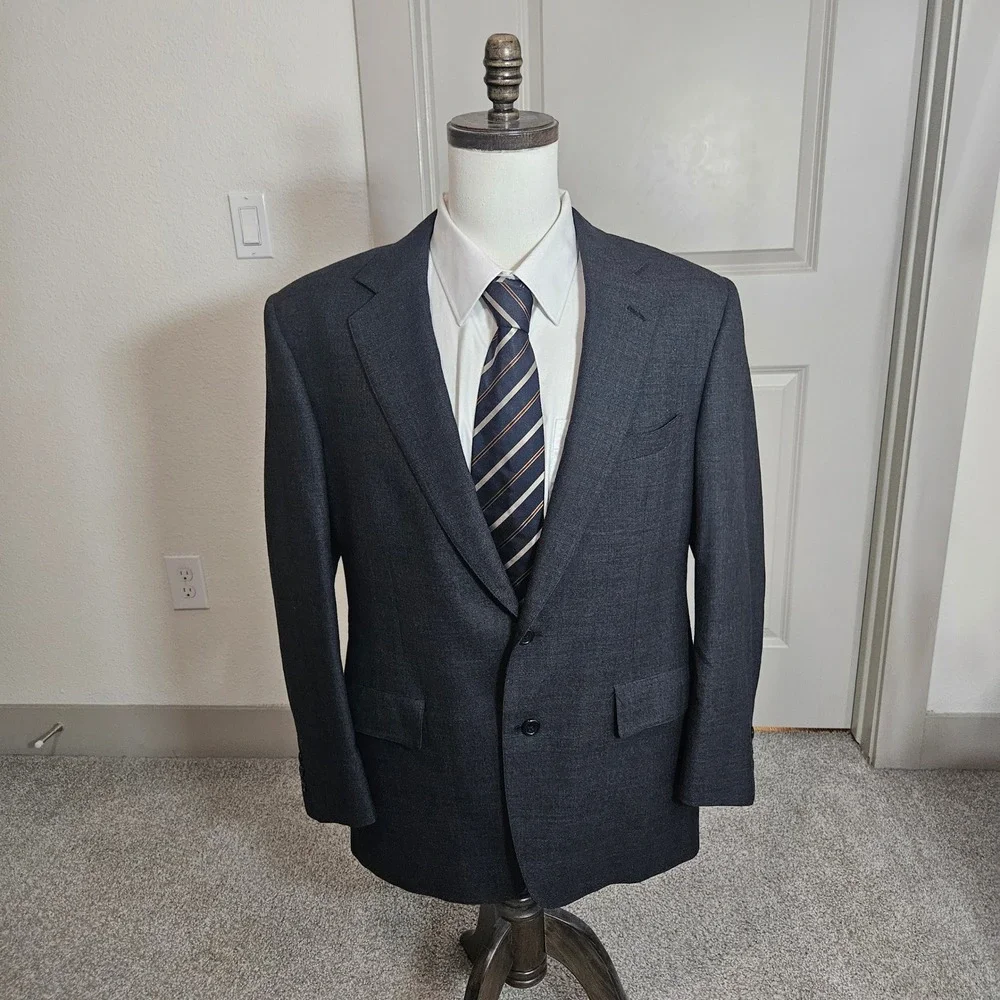 Brooks Brothers Makers Brooksease Blazer Mens 41R Charcoal Worsted Wool USA